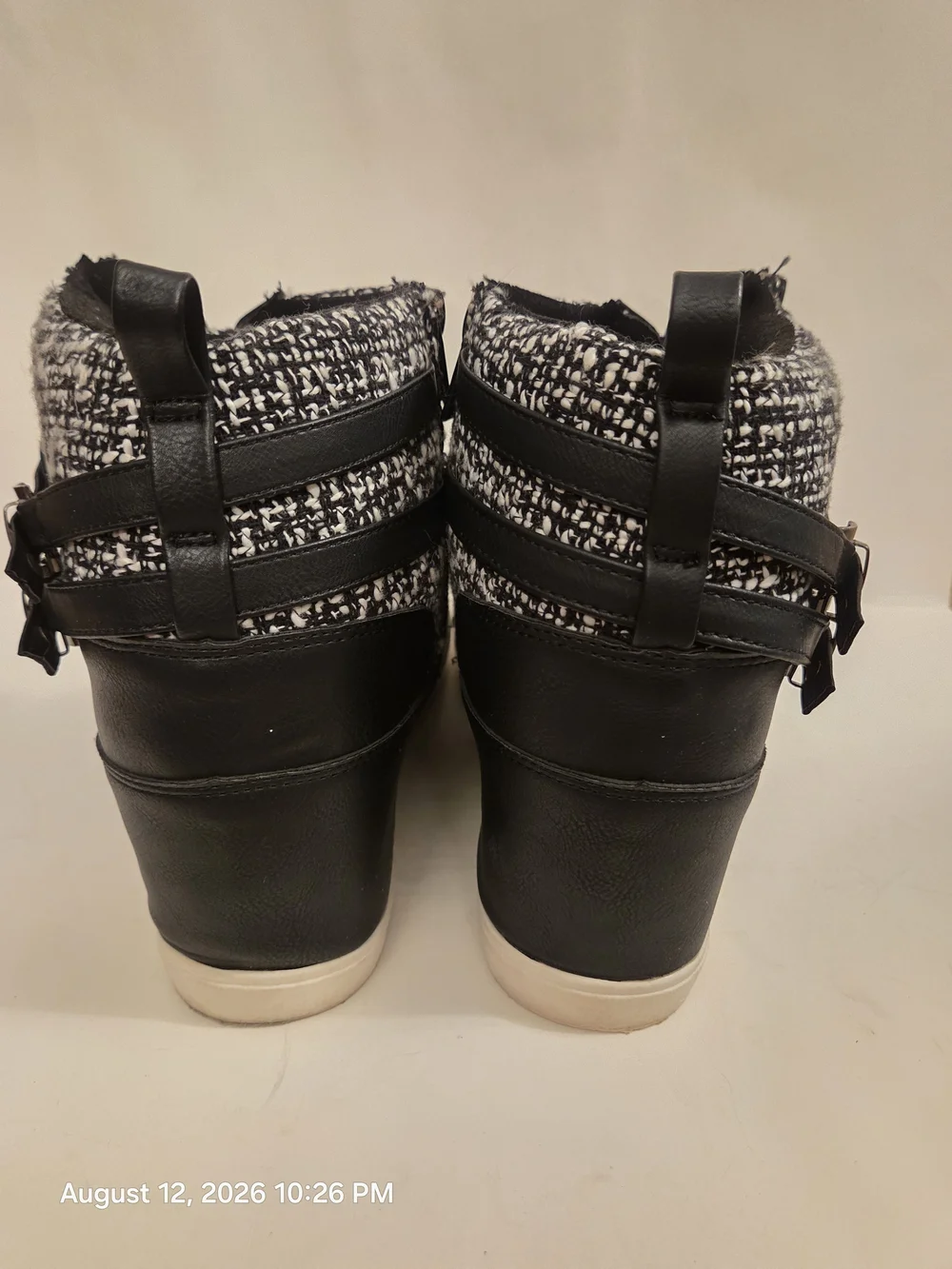 torrid Black & White Tweed High-Top Wedge Sneakers